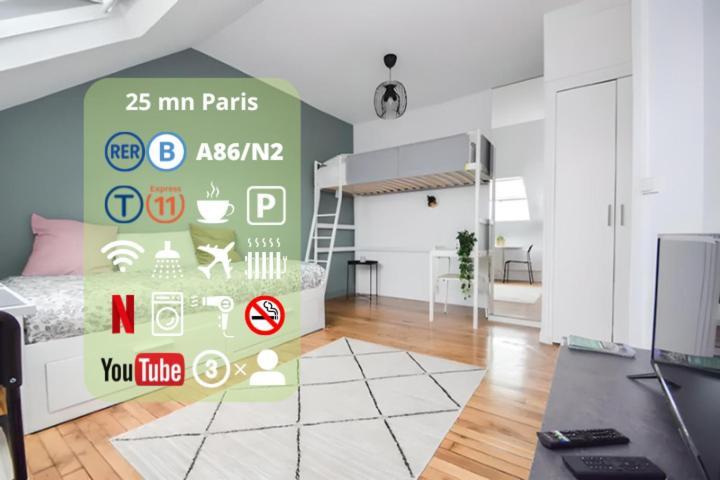 Disponible - Appartement Entier - 10Mn Rer B Aeroport Cdg - Paris Gare Du Nord, T11 Express, Le Bourget, Tout Equipe, Netflix Gratuit, 3 Personnes, 4Eme Etage, Escaliers, Parc Des Expositions, Parking Rue Gratuit Apres 19H Drancy Kültér fotó